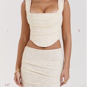House of CB cream lace corset top,  "Una"